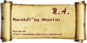 Macskásy Absolon névjegykártya